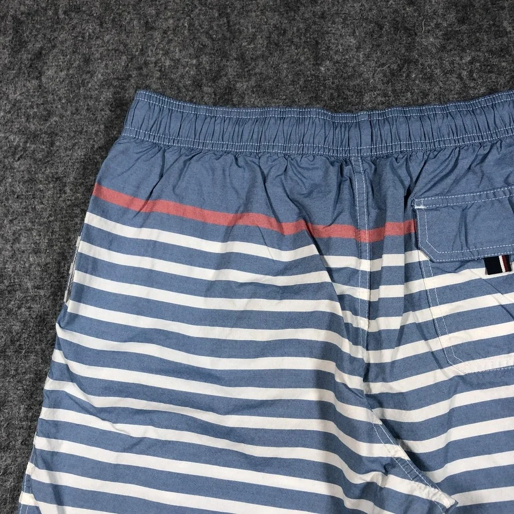 Tommy Hilfiger Swim Shorts Mens Large Blue Striped Drawstring Lined Trunks